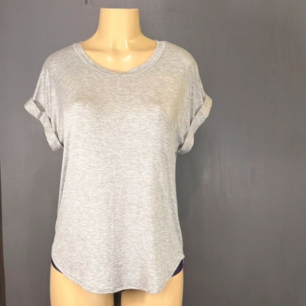 Rebel Society Gray Tee Top | Ultra Soft Rolled Sleeve Basic | Size M